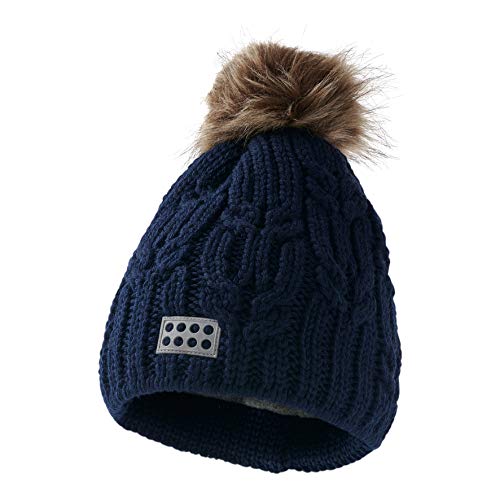 LEGO Wear Baby-Unisex Lego LWAMANDA 700 czapka dziergana z pomponem czapka, niebieski (Dark Navy 590), 48
