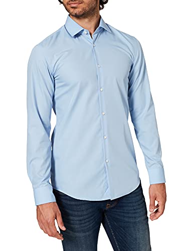 HUGO Męska koszula C-Jenno Slim Fit z łatwej do prasowania bawełnianej popeliny, niebieski (Light/Pastel Blue 459), 40