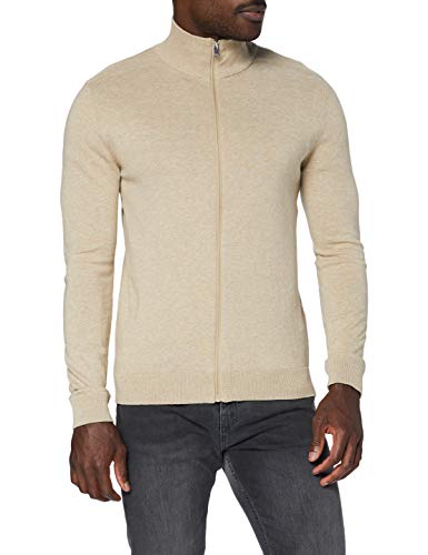 Męska kurtka z dzianiny Selected Basic, jednokolorowy bawełniany kardigan, SLHBERG Zip bluza z długim rękawem, kelp, XXL