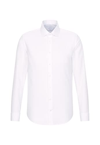 Seidensticker Męska koszula biznesowa – Shaped Fit – nie wymaga prasowania – kołnierz Kent – długi rękaw – 100% bawełna, biały (Wei 01), 40