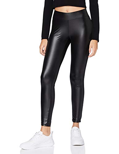 Urban Classics Damskie spodnie z imitacji skóry, damskie spodnie do fitnessu o wyglądzie błyszczącej skóry, w 3 kolorach, rozmiary XS-5XL, czarny, 4XL