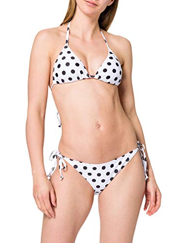 Urban Classics Damski zestaw bikini, dwuczęściowy kostium kąpielowy dla kobiet z nadrukiem All Over w 4 wariantach kolorystycznych, rozmiary XS - XL, Polkadots White, XS