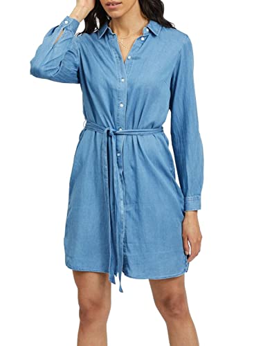 Vila Damska sukienka Vibista Denim Belt Dress/Su-Noos, niebieski (medium blue denim), 34 PL