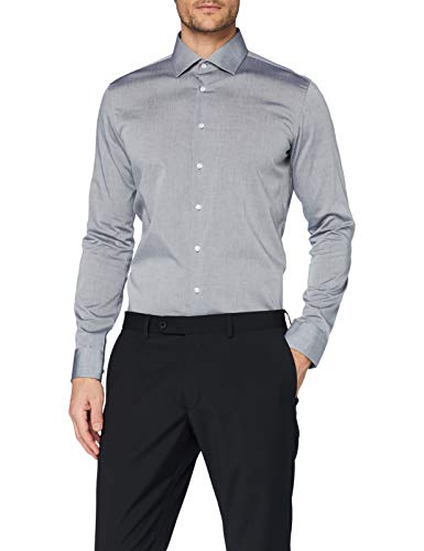 Seidensticker Męska koszula biznesowa, niewymagająca prasowania koszula o bardzo wąskim kroju – X-Slim Fit – długi rękaw – kołnierz Kent, szary (szary 32), 42