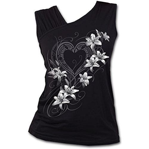 Spiral - PURE OF HEART - Asymetryczny top kamizelka - marszczone ramiona - czarny - XXL