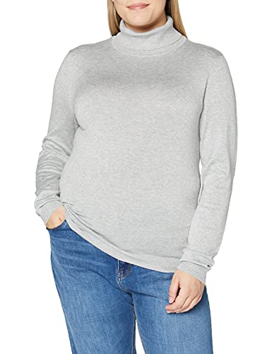 VERO MODA Damski sweter z golfem, jasnoszary melanżowy, XL