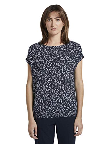 TOM TAILOR Damski Bluzka z nadrukiem na całej powierzchni 1016181, 21293 - Navy Flowery Design, 34