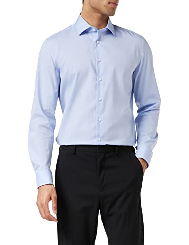 Seidensticker Męska koszula biznesowa - Slim Fit - nie wymaga prasowania - kołnierz Kent - długi rękaw - 100% bawełna, niebieski (jasnoniebieski)., 43