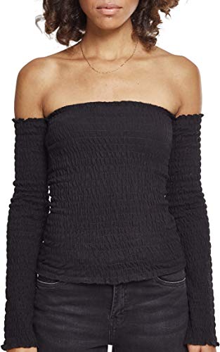Urban Classics Damska koszulka z długim rękawem Cold Shoulder Smoke L/S, czarny (Black 00007), S