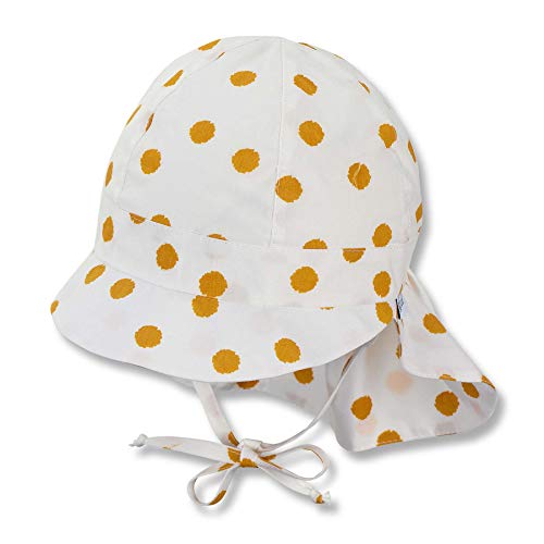 Sterntaler Dziewczęca czapka z daszkiem z osłoną karku i tasiemkami do wiązania, żółty, 49 cm