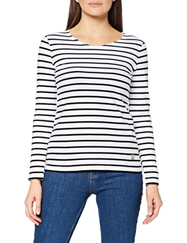 Armor Lux Damska bluzka z długim rękawem Marinière Plozévet Femme, Wielokolorowa (Bi9 Blanc/Rich Navy Bi9), 34