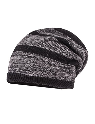 maximo Chłopięca czapka Beanie, Middle, w paski, Wielokolorowy (czarny/szary 4658), 51-53