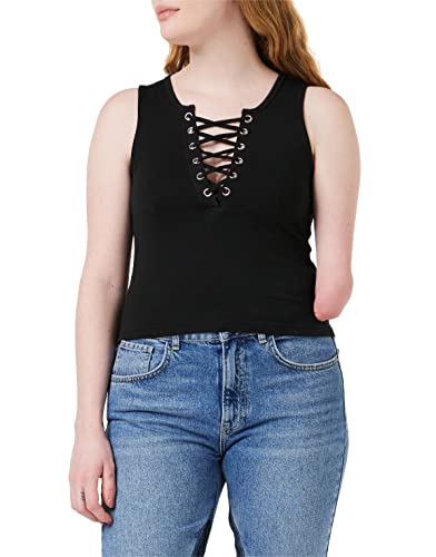 Urban Classics Damski top Lace Up Cropped, czarny (Black 00007), S