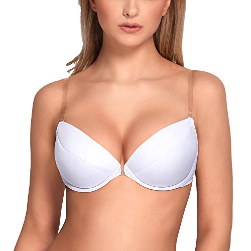 Vivisence Eve 1012 Biustonosz Push-Up Specjalistyczny Silikonowe Ramiączka, Biały,75B