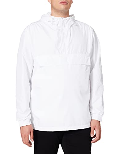 Build Your Brand Męska kurtka Basic Pull Over Jacket, Windbreaker dla mężczyzn do nakładania, dostępna w 3 kolorach, rozmiary S - 5XL, biały, XL