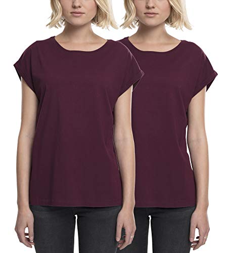 Urban Classics Damska koszulka z przedłużonymi ramionami, Cherry (2 sztuki), S