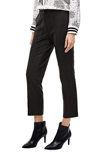 s.Oliver BLACK LABEL Damskie spodnie regular fit: spodnie z weluru, czarny (True Black), 44 PL