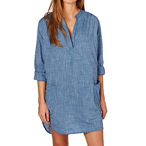 Seafolly Damska koszulka plażowa Basics Boyfriend strój kąpielowy pokrowce, Beach Basics Chambray, S