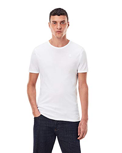 G-STAR RAW Męski T-shirt Basic Slim 2-pak, biały (White 124-110), XS