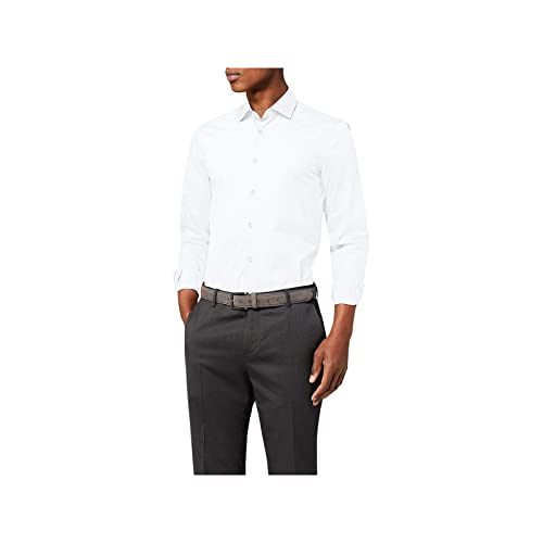 Tommy Hilfiger Męska koszula biznesowa CORE STRETCH POPLIN Slim Fit, Biały (100), 40 (Rozmiar Producenta:42)