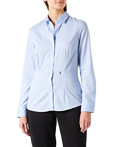 Seidensticker Damska bluzka koszulowa, niewymagająca prasowania, dla kobiecej sylwetki i optymalnego długim rękawem, 100% bawełna, jasnoniebieski, 48