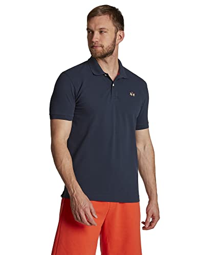 La Martina Męska koszulka polo Short Sleeve Piquet STR, niebieski (Navy 07017), M