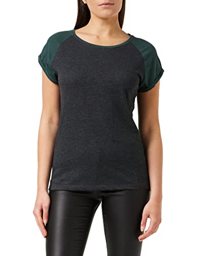 Urban Classics Damska koszulka basic, koszulka z kontrastującymi kolorystycznie rękawami, dla kobiet, Contrast Raglan, dostępna w ponad 10 kolorach, rozmiary XS-5XL, Charcoal/Bottlegreen, 5XL