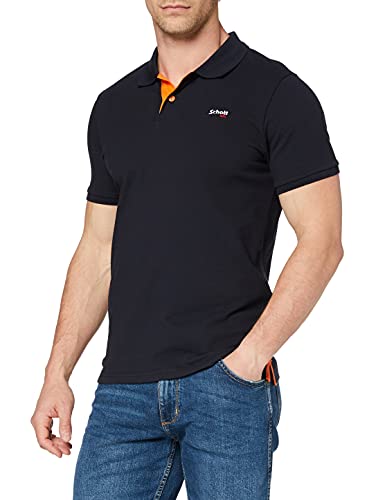 Schott NYC Męska koszula polo Courtes, granatowy/pomarańczowy, M