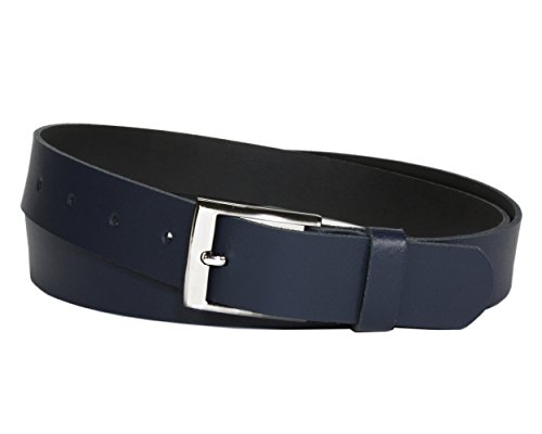 Vascavi Pasek skórzany z prawdziwej skóry, 3 cm szerokości i ok. 0,25 cm grubości, pasek, pas biodrowy, pasek dżinsowy, Made in Germany, granatowy, 105 cm Łącznie Długość 115 cm
