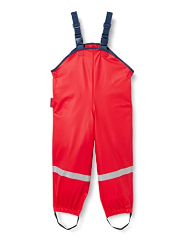 Playshoes Dziecięce spodnie przeciwdeszczowe, wiatro- i wodoodporne spodnie z polarową podszewką, czerwony, 128