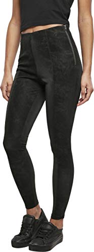 Urban Classics Damskie spodnie damskie Washed Faux Leather Pants, czarny, L