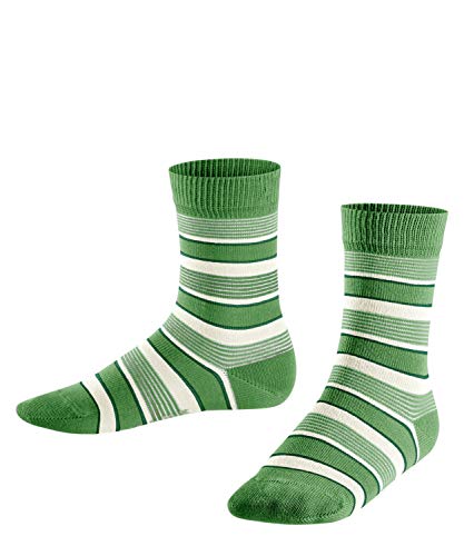 FALKE Unisex dziecięce skarpety mieszane w paski, bawełna, szaro-niebieskie, wiele innych kolorów, wzmocnione skarpety dziecięce ze wzorem, oddychające, cienkie, z paskami i prążkami, 1 para, Zielony