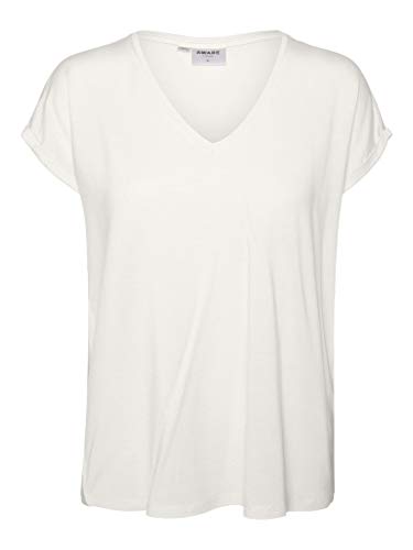 VERO MODA Damska koszulka Vmava Ss V-Neck Tee VMA Noos, śnieżna biel/, XS