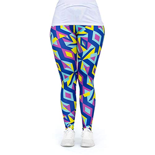 cosey - Neonowe legginsy Line – jaskrawe kolory – w różnych jaskrawych kolorach (rozmiar uniwersalny), Neonowa mozaika, jeden rozmiar