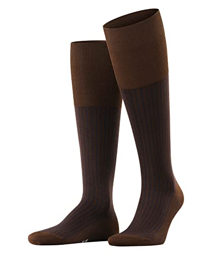 FALKE Mężczyźni Podkolanówki Oxford Stripe M KH Bawełna długie z wzorem 1 Para, Brązowy (Chestnut 5540), 39-40