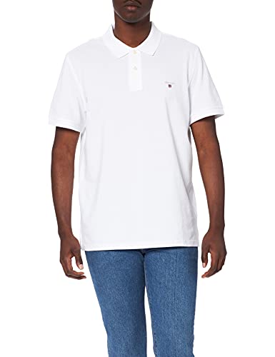GANT Męska koszulka polo Solid Pique SS Rugger, biały, XXL