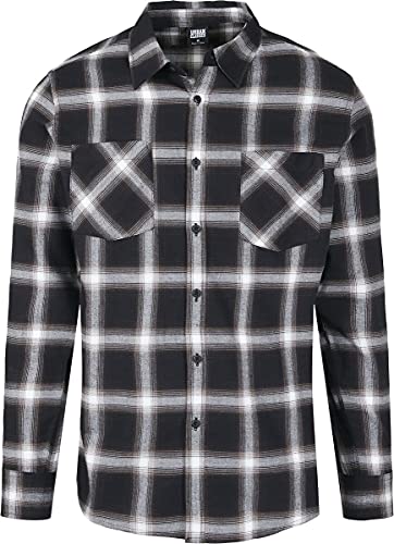 Urban Classics Męska koszula rekreacyjna, Wielokolorowy (czarny/biały 00826), 4XL