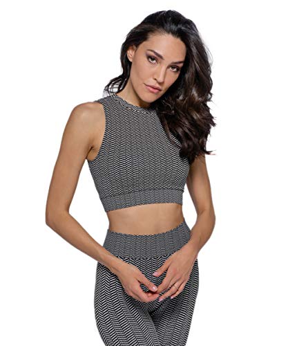 HEART and SOUL Damski top Sportivo Donna - Herringbone biustonosz sportowy, czarny, regularny