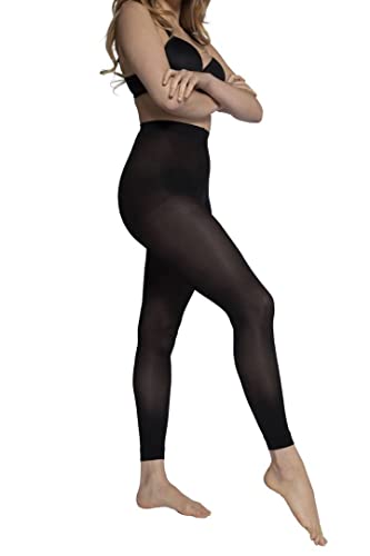 Ulla Popken Damskie duże rozmiary plus size legginsy do pończoch, 60 den 659026, czarny, 52-54
