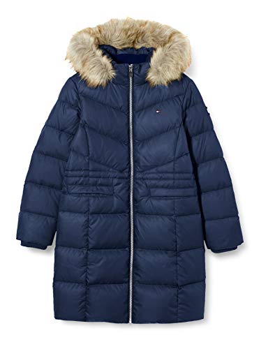 Tommy Hilfiger Dziewczęcy płaszcz puchowy Alana długa kurtka, Ciemna granatowa, 86