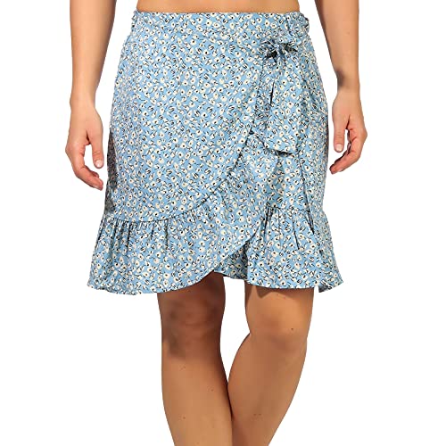 ONLY Damska spódnica Onlolivia Wrap WVN Noos Rock, Dusk Blue Aop: Two Tone Flower, M
