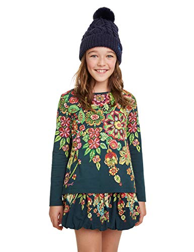 Desigual Koszulka dziewczęca Navojoa z długim rękawem, Zielony (Verde Botella 4009), 104 cm