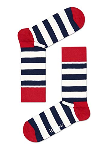 Happy Socks Stripe, kolorowe i zabawne, Skarpety dla kobiet i mężczyzn, Czerwony-Biały (36-40)