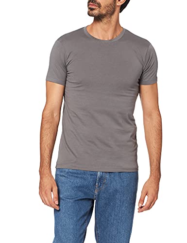 ESPRIT Męski T-shirt z okrągłym dekoltem Basic, 020/Dark Grey - nowa wersja, XS