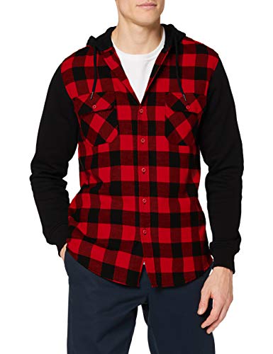 Urban Classics Męska koszula z kapturem z kołnierzem z krótkim rękawem, Wielokolorowy (Blk/Red/Bl 283), M
