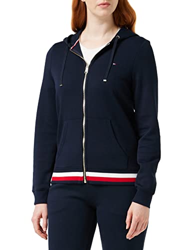 Tommy Hilfiger Damska bluza z kapturem Heritage Zip-Through Regular Fit, Niebieski (Midnight 403), XXS