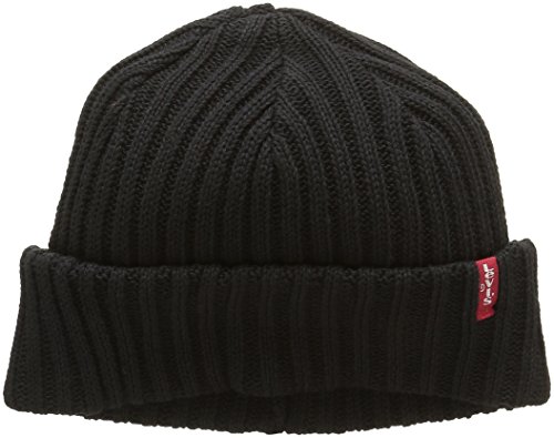 Levi'S Uniseks Ribbed Beanie Czapka Zimowa, Czarny