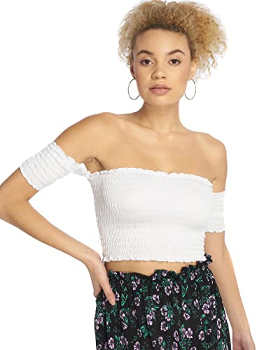 Urban Classics Damski top Cropped Cold Shoulder Smoke Top, biały, L