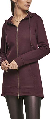 Urban Classics Damska bluza z kapturem, parka z kapturem, z zamkiem błyskawicznym, dostępna w ponad 10 kolorach, rozmiary od XS do 5XL, Red (Redwine 02243), XS