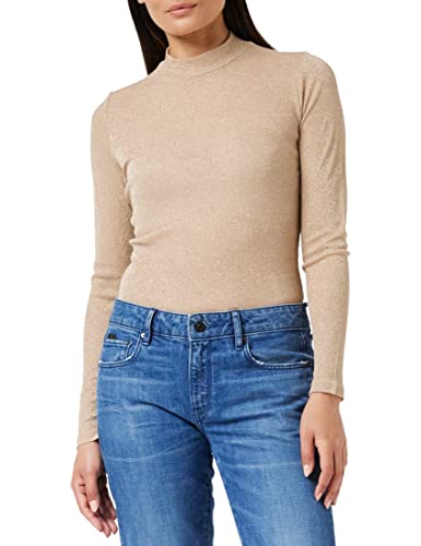 ONLY Damski top ONLDIANA L/S JRS NOOS, matowy migdał/szczegóły: odcień w odcieniu lurex, M, Frosted Almond/szczegóły: ton w odcieniu lurex, M